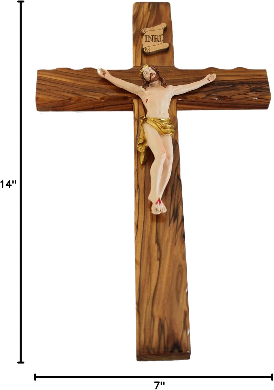 Exquisite 14-Inch Hand-Carved Olive Wood Cross from Bethlehem - Beautiful Wall Hanging Decor with Certificate & Prayer Card