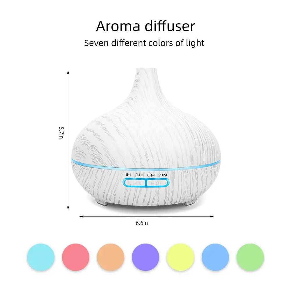 550ml Essential Oil Diffuser with Auto-Off Timer and LED Humidifier - Eco-Friendly for Home and Office Use
