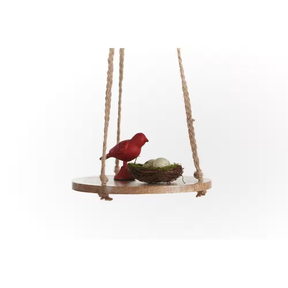 10 In. Hanging Wooden round - Jute