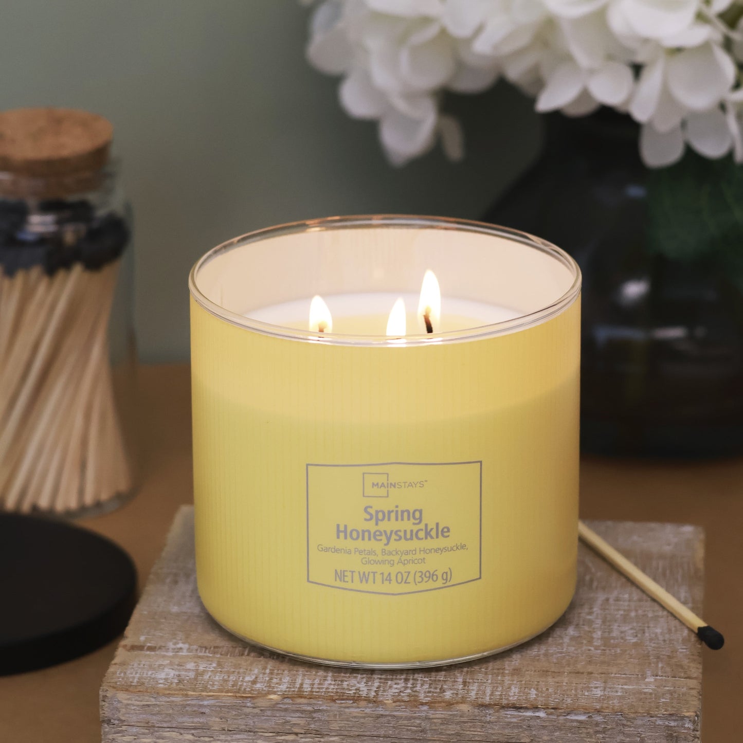 Textured 3-Wick Candle with Spring Honeysuckle Scent, 14 Oz