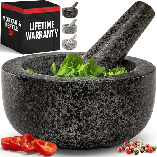 Priority Chef Premium Granite Mortar and Pestle Set, 1.5 Cup Capacity, Durable and Non-Slip Design