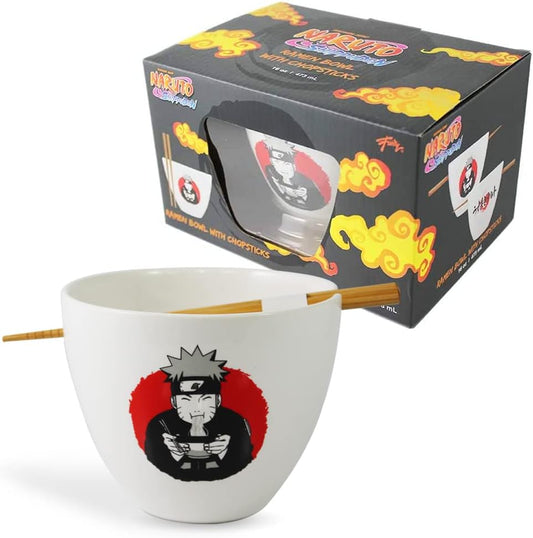 Naruto Ramen Bowl with Wooden Chopsticks Featuring Naruto Eating Ramen, 473 ml
