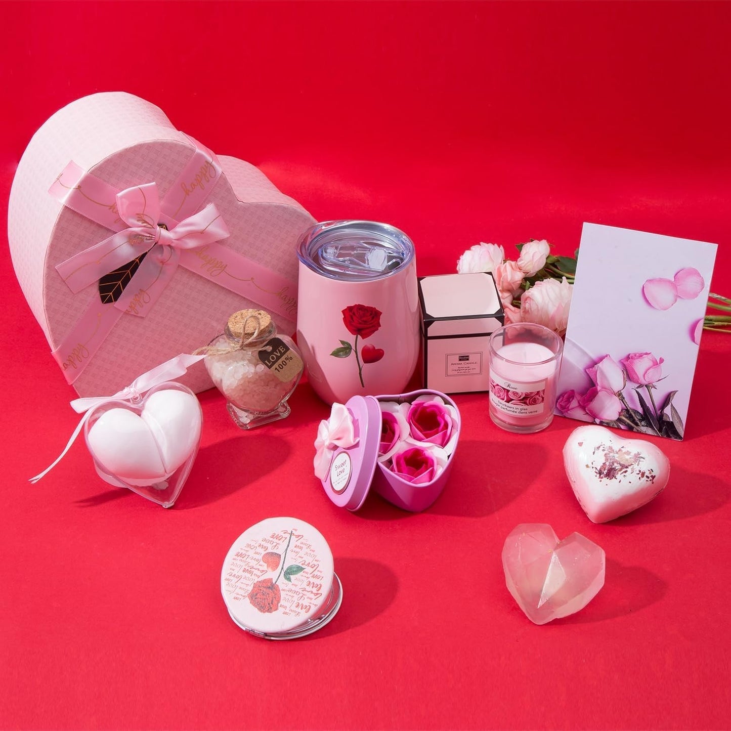 Elegant Pink Rose Spa Gift Basket for Mother's Day and Birthdays