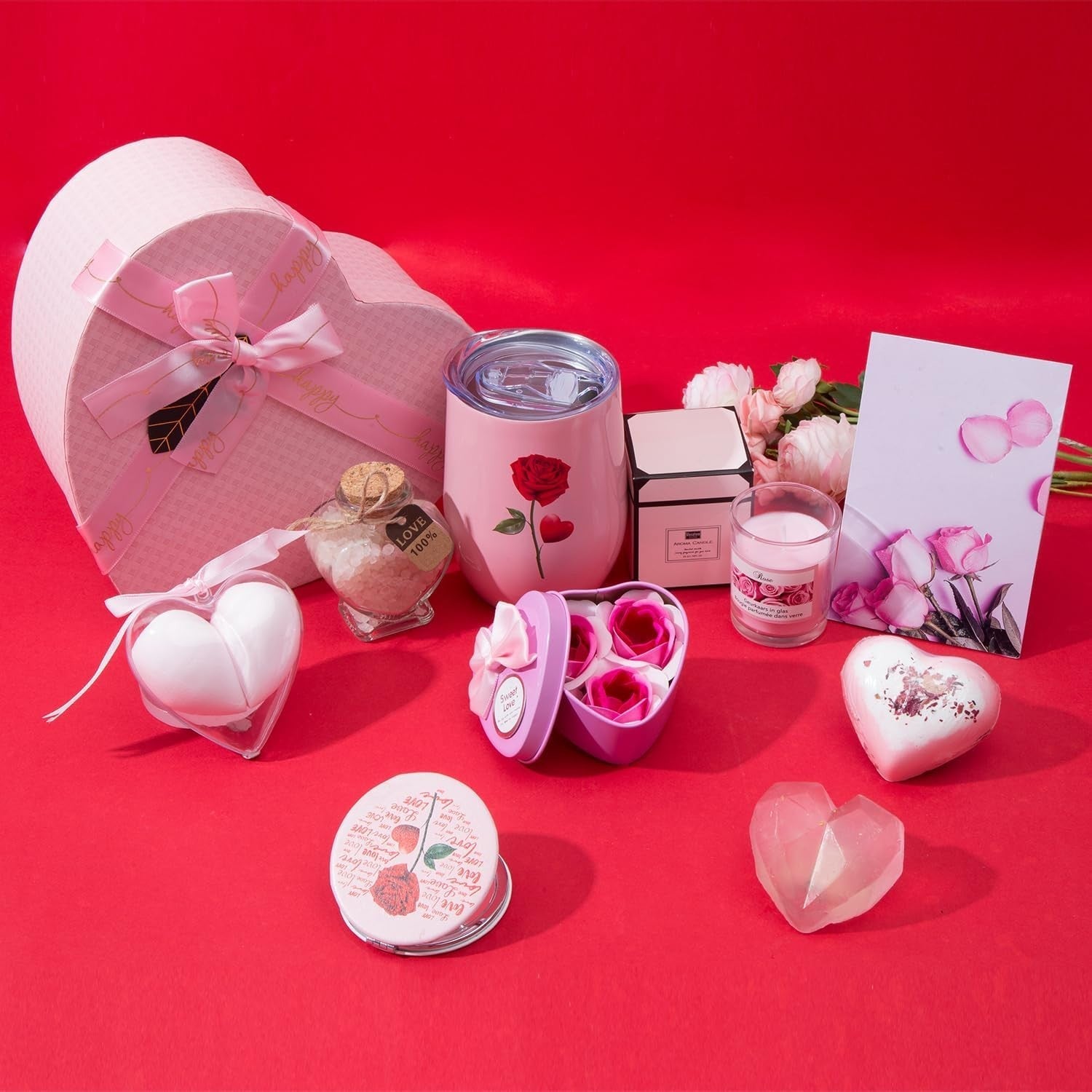Elegant Pink Rose Spa Gift Basket for Mother's Day and Birthdays