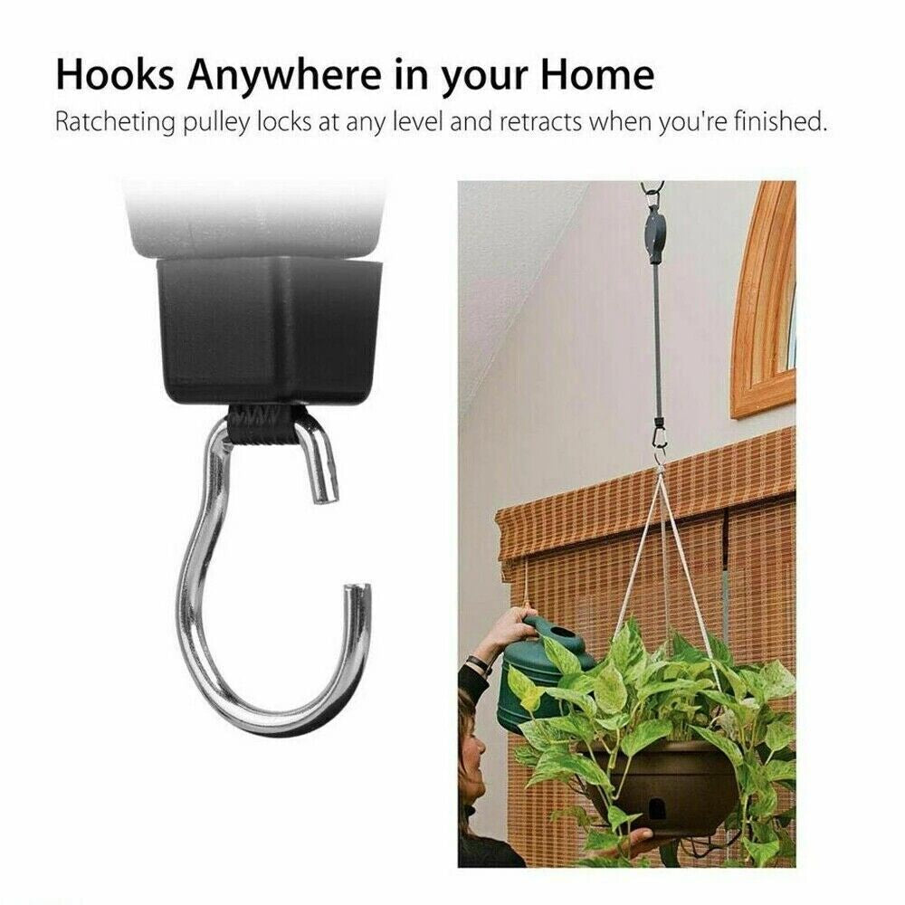 4-Piece Retractable Pulley Hook Hanging System for Garden Plants and Flowers