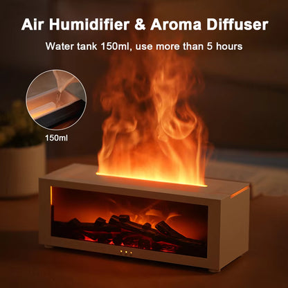 Essential Oil Diffuser and Humidifier with Flame Effect and Night Light for Aromatherapy and Home Fragrance