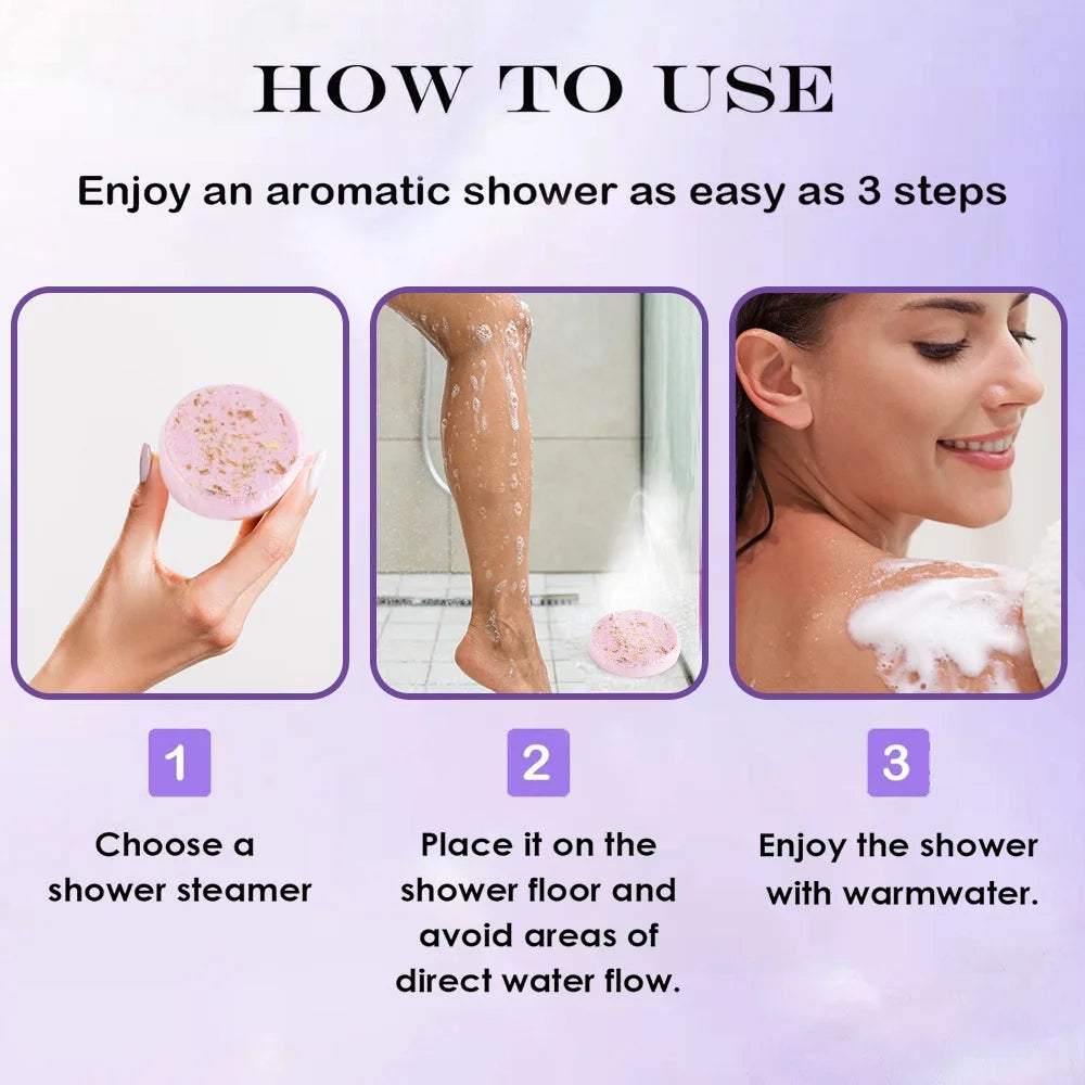 Shower Steamers Aromatherapy - 12 Pcs Shower Bombs with Essential Oil for Home SPA, 100% Pure Essential Oil, Lavender, All Natural, for Men and Women