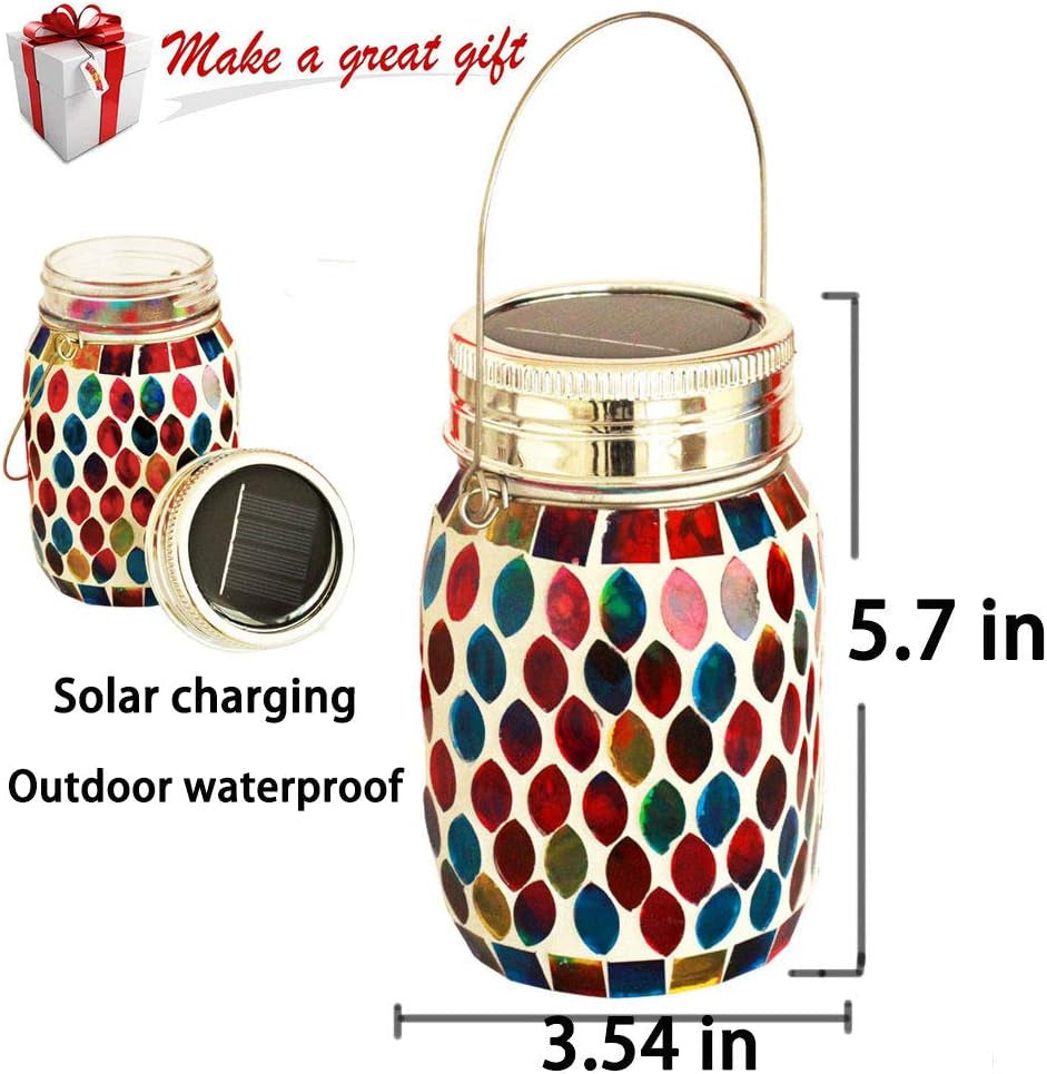 Outdoor Rechargeable Mosaic Solar Lanterns - Waterproof Hanging and Table Lamps for Decorative Lighting