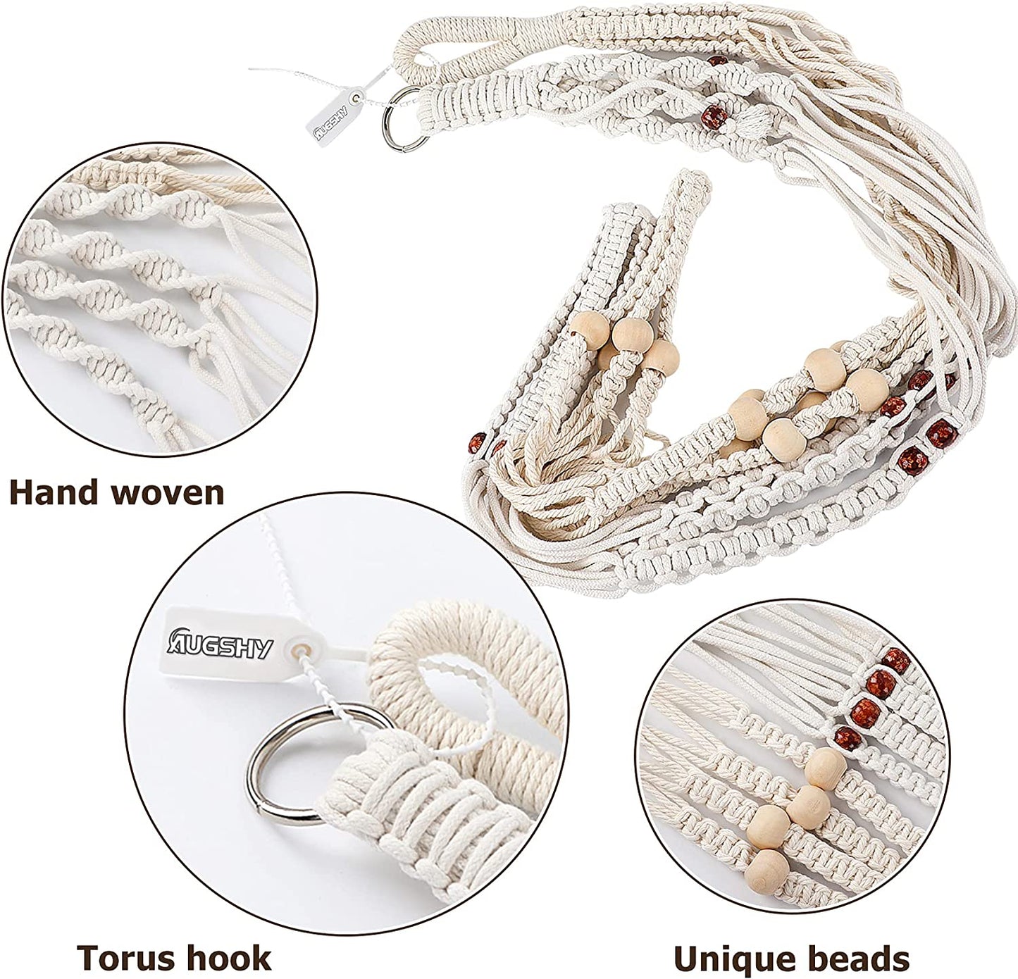 Macrame Plant Hanger Set - 2 Decorative Hanging Planters for Indoor Home Decor