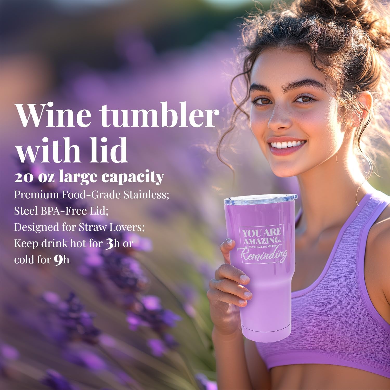 Lavender Bath and Body Gift Set with Insulated Tumbler - Thoughtful Self-Care Gifts for Women, Ideal for Birthdays and Mother's Day