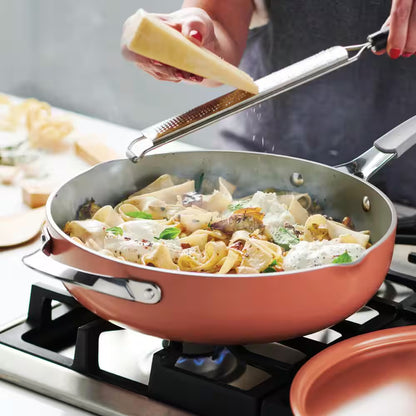 5-Quart Aluminum Ceramic Nonstick All-in-One Plus Pan in Persimmon
