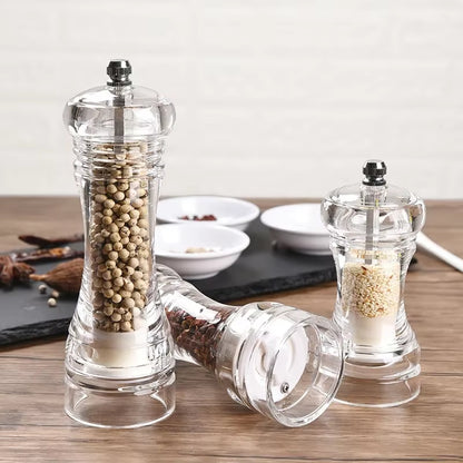 Acrylic Pepper Grinder and Salt Shaker Set with Adjustable Coarseness and Ceramic Rotor - Premium Kitchen Accessories