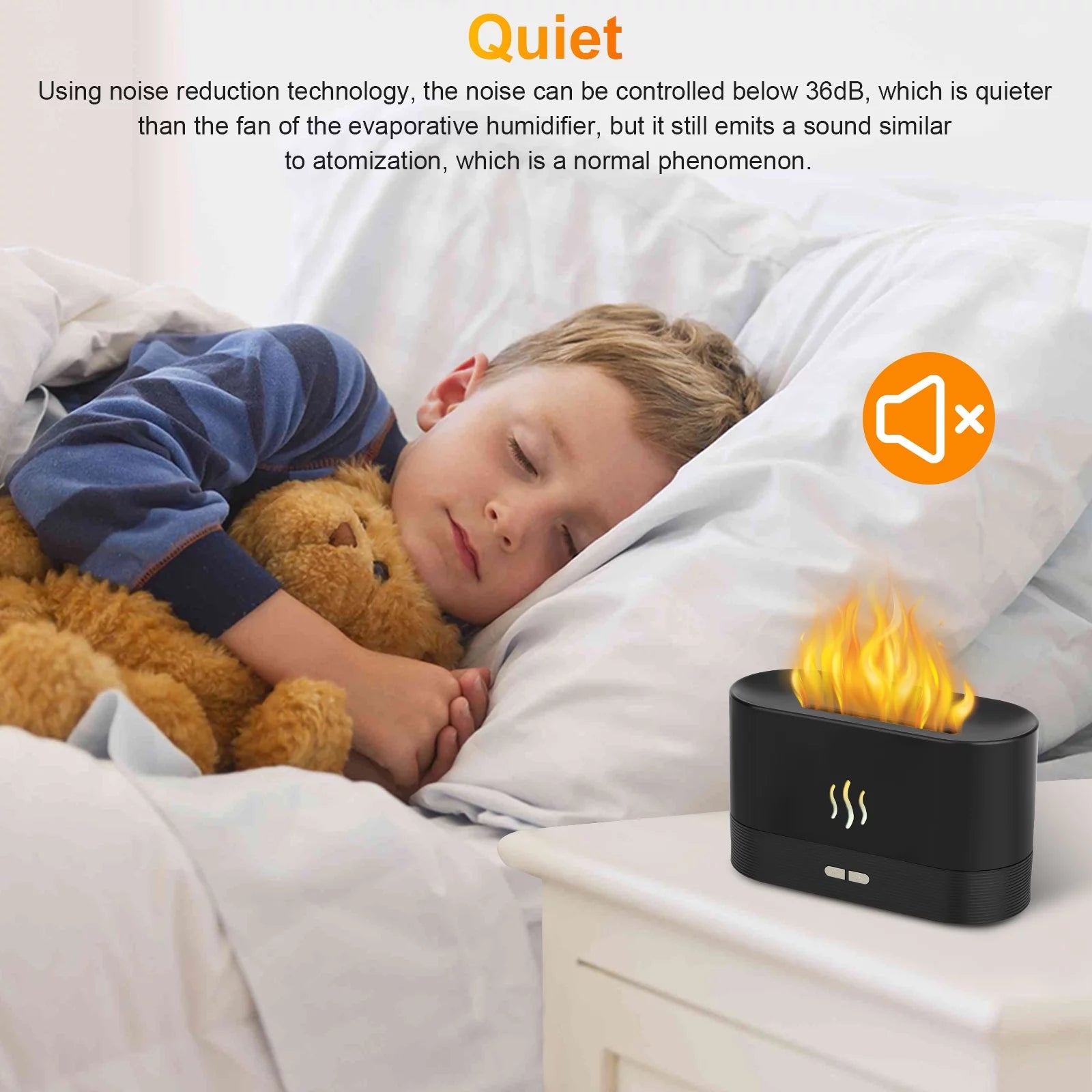 180ml Flame Air Humidifier and Essential Oil Diffuser with 3D USB 7-Color Lighting for Home, Office, Spa, and Gym