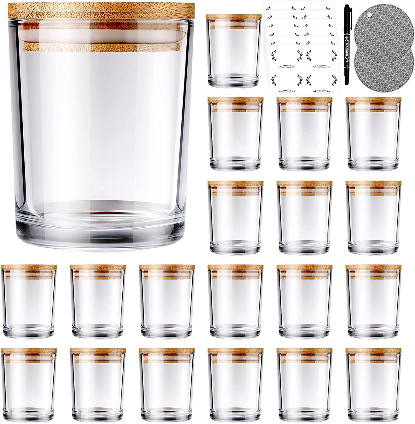 Bulk Set of 20 Candle Jars with Lids - Complete Candle Making Kit