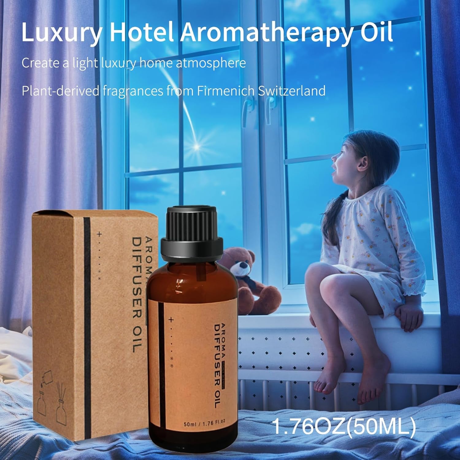Aroma Essential Oil Diffuser 360ml with Volcano and Flame Design, Includes 1.76oz Hotel Collection Essential Oils, Adjustable Blue/Red Light Selection, Ideal for Large Rooms (Black Cracks)