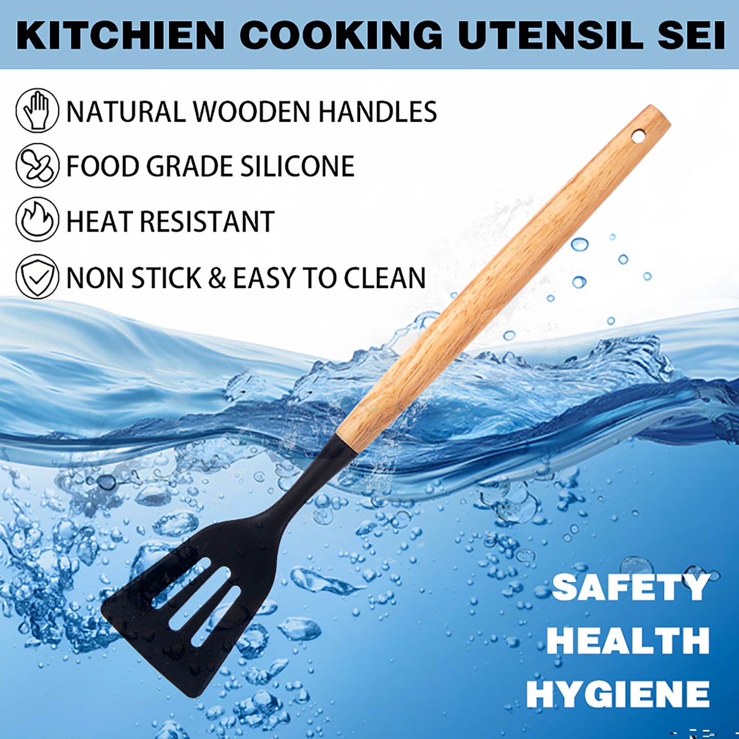 19-Piece Heat-Resistant Silicone Kitchen Utensil Set - Non-Stick and Easy to Clean, Black