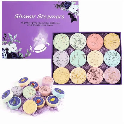 Shower Steamers Aromatherapy - 12 Pcs Shower Bombs with Essential Oil for Home SPA, 100% Pure Essential Oil, Lavender, All Natural, for Men and Women