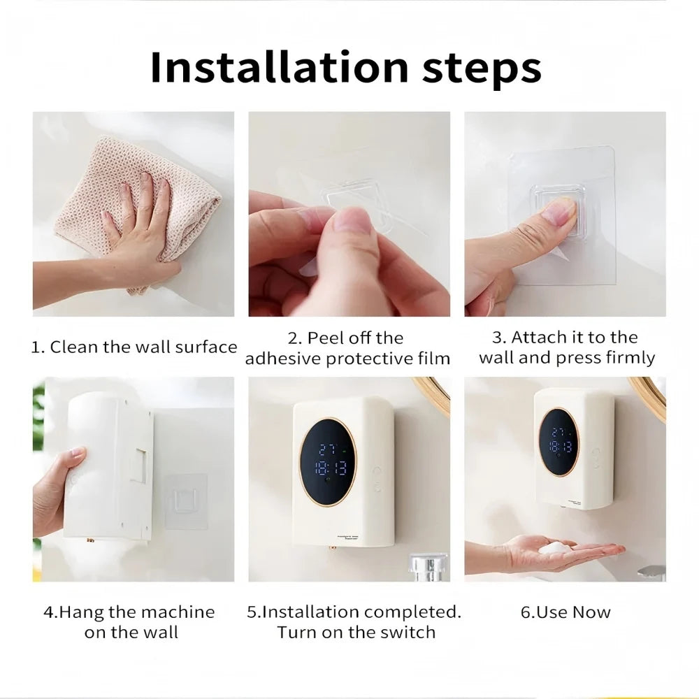 Automatic Soap Dispenser 480Ml Smart Sensing Touchless Foam Soap Dispenser USB Recharging Wall Mounted for Bathroom and Kitchen