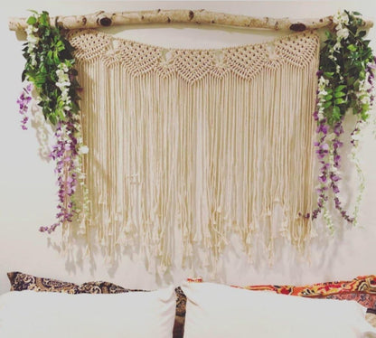 Handcrafted Macrame Wall Hanging for Bohemian Weddings - Cotton Wall Art Decor, 42" x 35