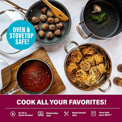 13-Piece Hard Anodized Non-Stick Cookware Set with Lids, Dishwasher Safe Pots and Pans Set