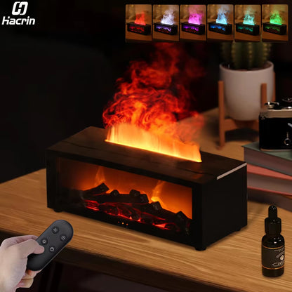 Essential Oil Diffuser and Humidifier with Flame Effect and Night Light for Aromatherapy and Home Fragrance