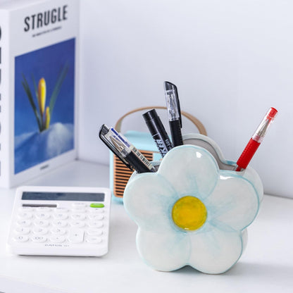 Elegant Pink Pencil and Pen Holder - Aesthetic Floral Office Desk Accessory