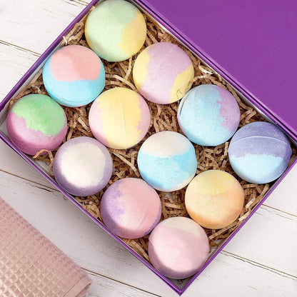 Luxury Bath Bomb Gift Set for Women - 12 Handmade Relaxing Fizzies, Perfect for Mother's Day and Birthdays, 3.12 Oz Each