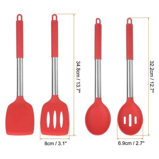 Heat-Resistant Silicone Cooking Utensils Set: Spatulas and Spoons