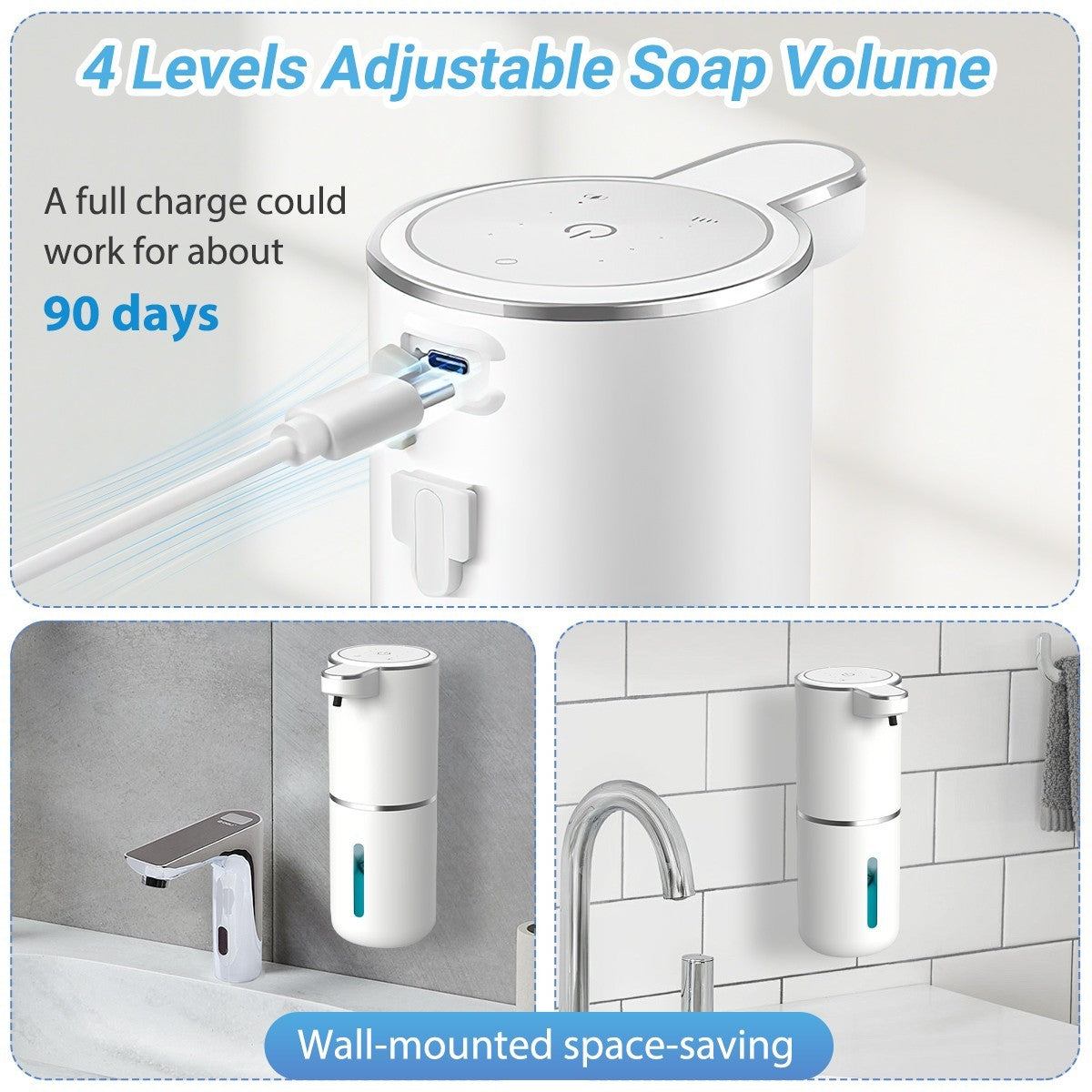 1-2 Pack Automatic Soap Dispenser, Foaming Soap Dispenser for Bathroom & Kitchen
