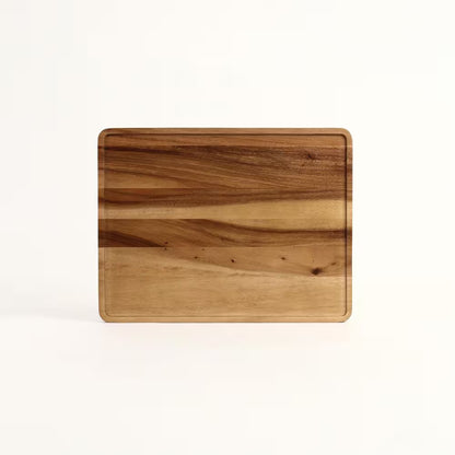 Atelier Acacia Wood 5-Piece Wine and Appetizer Plate Set with Serving Tray - Natural Brown Charcuterie and Cheese Board