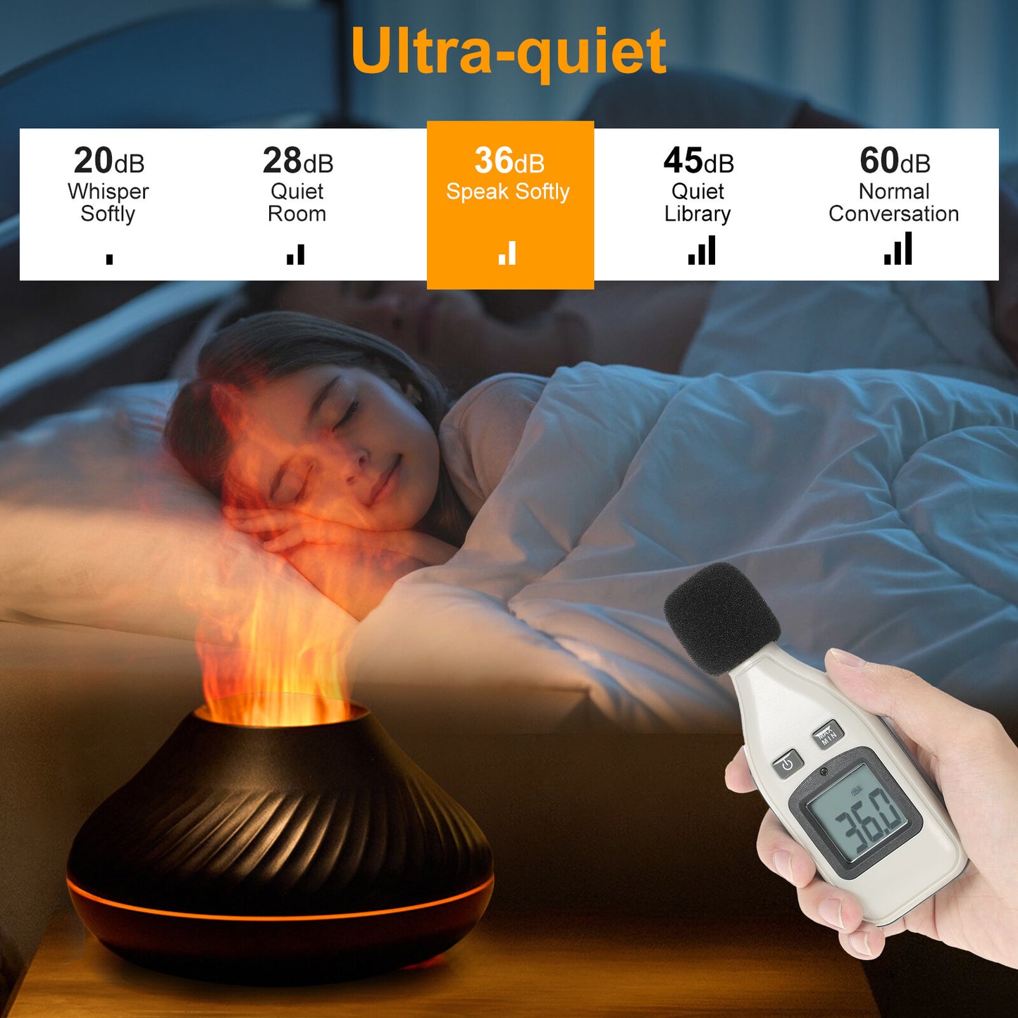 Elegant Fire Flame Aroma Diffuser with Essential Oil, Air Humidification, and LED Aromatherapy Features