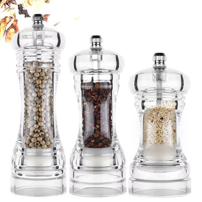 Acrylic Pepper Grinder and Salt Shaker Set with Adjustable Coarseness and Ceramic Rotor - Premium Kitchen Accessories