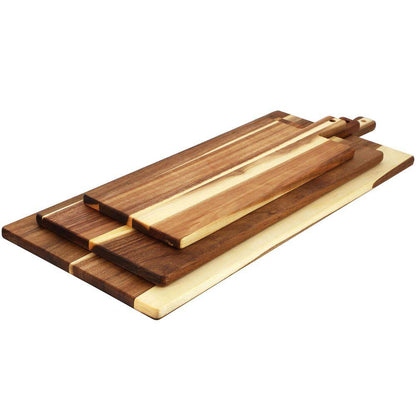 28-Inch 3-Piece Acacia Wood Charcuterie and Cheese Board Set with Handles