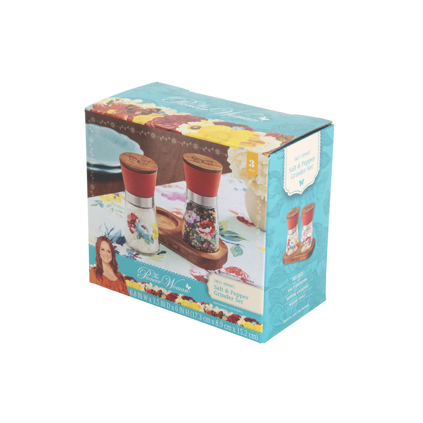 Sweet Romance Three-Piece Salt and Pepper Grinder Set