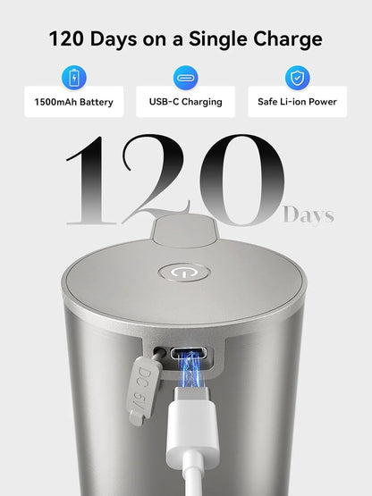 Soap Dispenser, Rechargeable Automatic Soap Dispenser Stainless Steel Touchless Foaming Soap Dispenser for Bathroom Auto Hand Soap Dispenser for Kitchen, Silver, Xmas Gift,9Oz