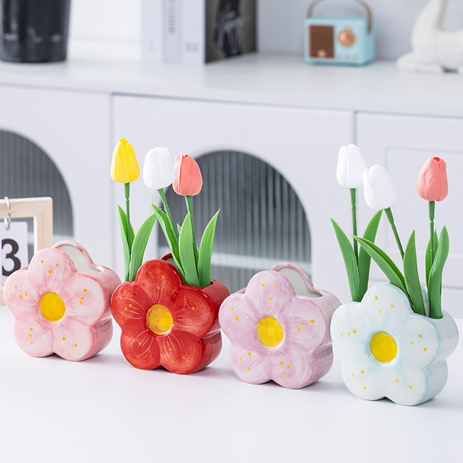 Elegant Pink Pencil and Pen Holder - Aesthetic Floral Office Desk Accessory