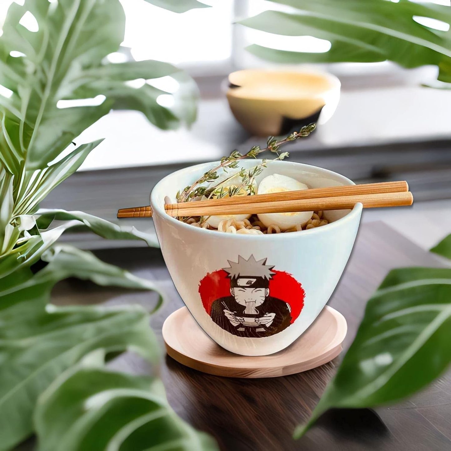 Naruto Ramen Bowl with Wooden Chopsticks Featuring Naruto Eating Ramen, 473 ml