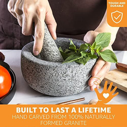 Premium Hand-Carved Heavy Duty Mortar and Pestle Set in Various Sizes and Colors