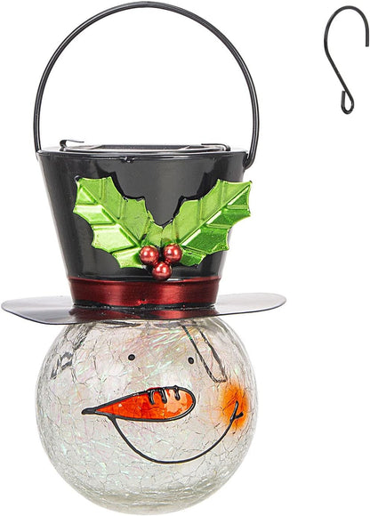 Solar-Powered Snowman Outdoor Lanterns - Elegant Hanging Decorative Lamps for Garden, Patio, and Yard