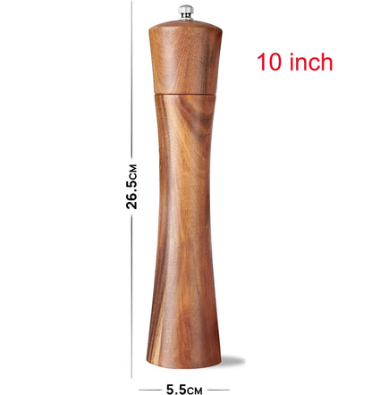 Acacia Wood Salt and Pepper Grinder Set with Adjustable Ceramic Mechanism for Culinary Use