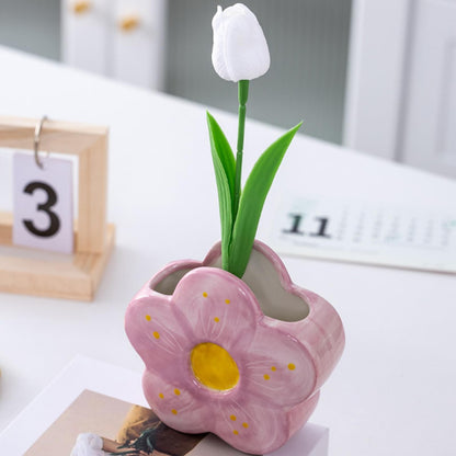 Elegant Pink Pencil and Pen Holder - Aesthetic Floral Office Desk Accessory