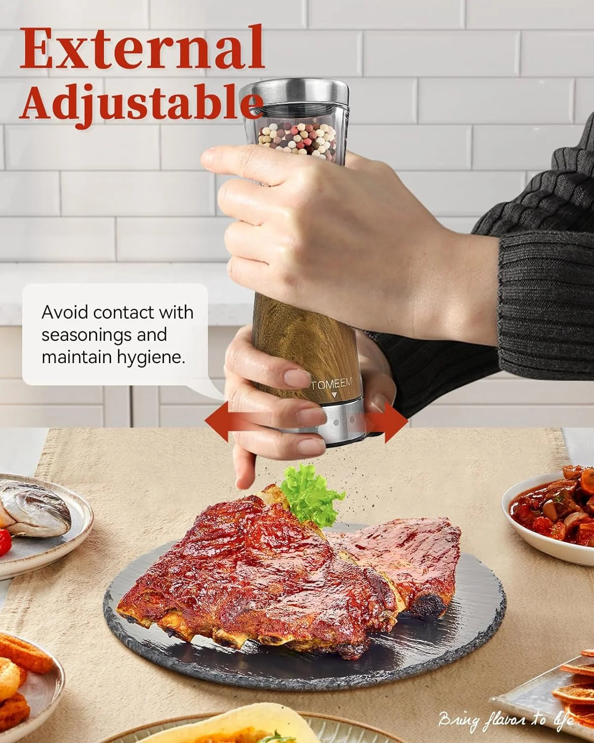 USB Rechargeable Stainless Steel Electric Salt and Pepper Grinder Set with 5-Level Adjustable Settings and 4.5oz Capacity