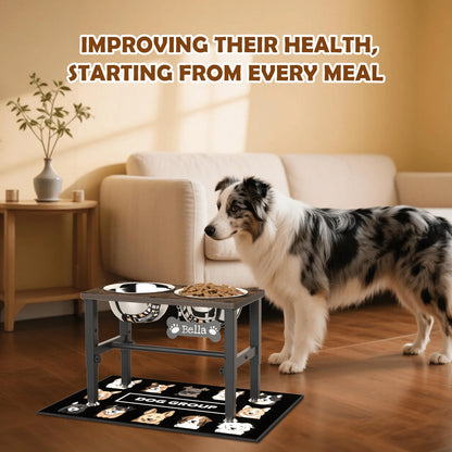 Elevated Adjustable Dog Bowl Stand with Two 58Oz Stainless Steel Bowls for Optimal Neck and Digestive Health