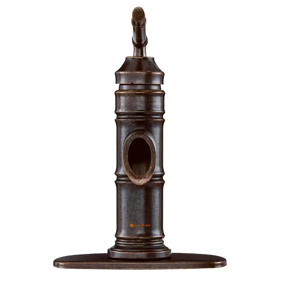 Bamboo Bronze Single-Handle Low-Arc Bathroom Faucet