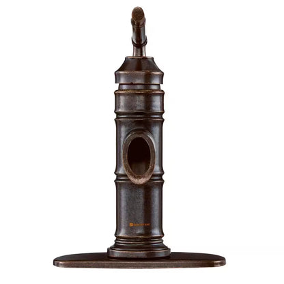 Bamboo Bronze Single-Handle Low-Arc Bathroom Faucet