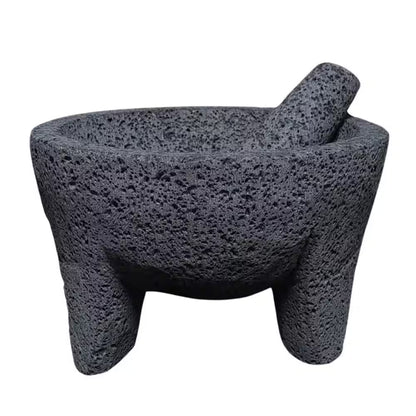 7-Inch Gray Lava Stone Mortar and Pestle Set for Crushing and Grinding Spices with Easy-to-Follow Instruction Card