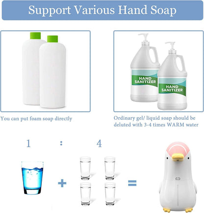 Automatic Soap Dispenser, Rechargeable Touchless Foaming Hand Soap Dispenser, Upgraded Waterproof Hands Free Foam Sanitizer Dispenser for Bathroom, Kitchen, Restaurant- 13.5Oz/ 400Ml Penguin Pink