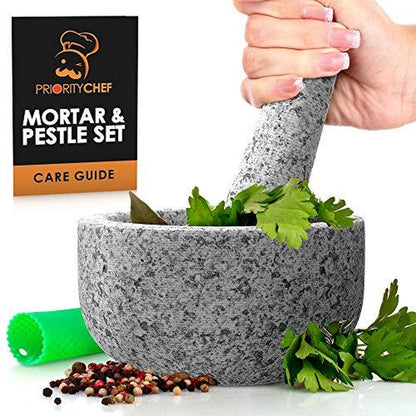 Premium Hand-Carved Heavy Duty Mortar and Pestle Set in Various Sizes and Colors
