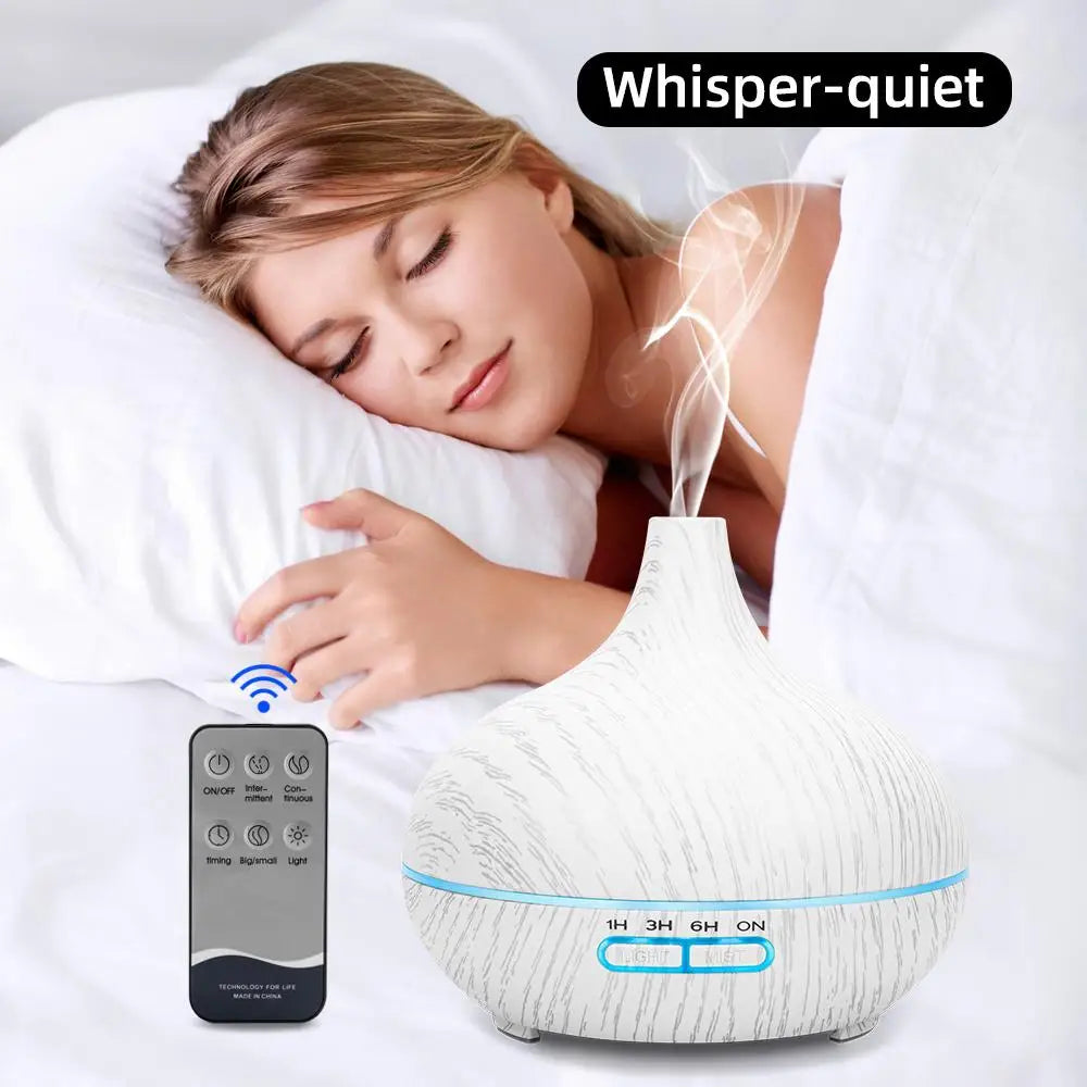 550ml Essential Oil Diffuser with Auto-Off Timer and LED Humidifier - Eco-Friendly for Home and Office Use