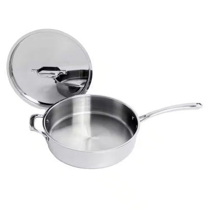 Professional 4.6 Quart 11-Inch Tri-Ply 18/10 Stainless Steel Sauté Pan with Stainless Steel Lid